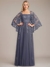 A-line Square Floor-Length Tulle Lace Sequin Mother of the Bride Dress